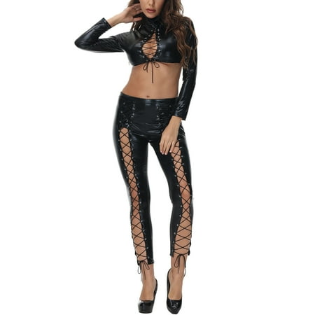 JDEFEG Role Playing Lingerie for Women Women Lingerie Leather Teddy Bodysuit Lingerie Cutout V Neck Lace Up Conjoined with Long Pants Set Lingerie Set Pu Black L
JDEFEG Role Playing Lingerie for Women Women Lingerie Leather Teddy Bodysuit Lingerie Cutout V Neck Lace Up Conjoined with Long Pants Set Lingerie Set Pu Black L