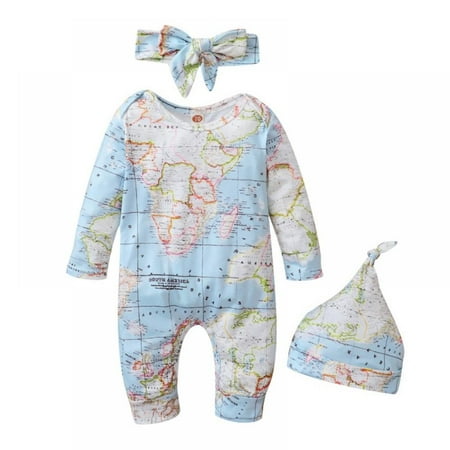 3-18Months world map printing Newborn Infant Baby Girls Boys Pattern Print Jumpsuit Romper+Headband+Hat Outfit Unique warmth
3-18Months world map printing Newborn Infant Baby Girls Boys Pattern Print Jumpsuit Romper+Headband+Hat Outfit Unique warmth