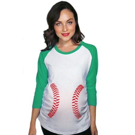 Maternity Raglan Baseball Laces Cute Funny Pregnancy 3/4 Length Sleeve Tee (Green) - L
Maternity Raglan Baseball Laces Cute Funny Pregnancy 3/4 Length Sleeve Tee (Green) - L