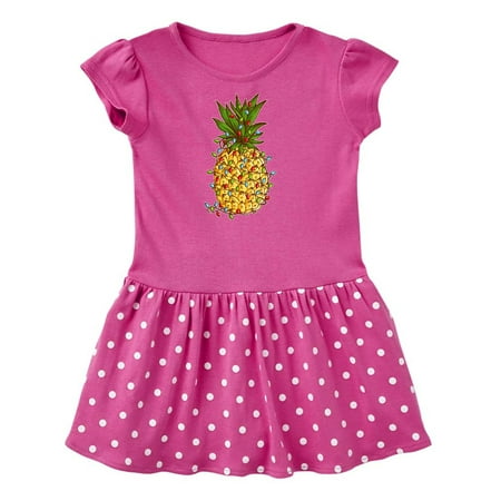 Inktastic Christmas Lights Wrapped Around a Pineapple Gift Toddler Girl Dress