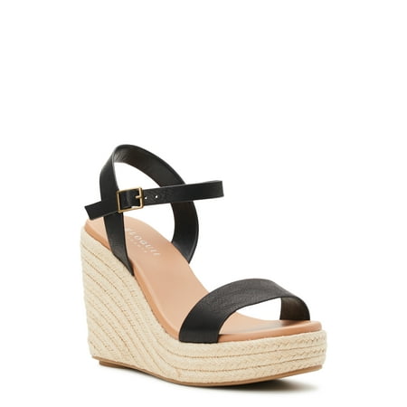 ELOQUII Elements Women s Wide Width Raffia Wedge Sandals