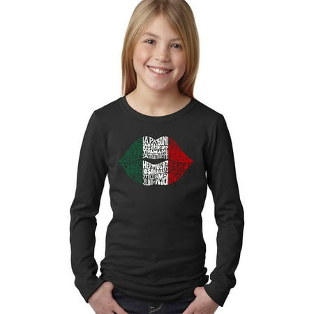 Girl s Word Art Long Sleeve - Latina Lips