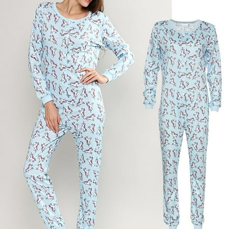 Cute Cartoon Print Pajama Jumpsuit Long Sleeve Slim Crew Neck Button Up One Piece Women‘s Sleepwear & Loungewear
Cute Cartoon Print Pajama Jumpsuit Long Sleeve Slim Crew Neck Button Up One Piece Women‘s Sleepwear & Loungewear