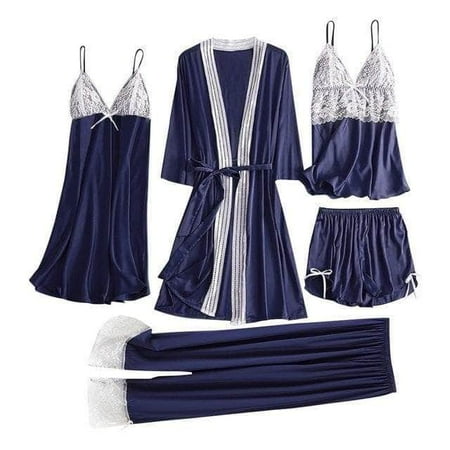 5Pcs Sexy Women Pajamas Sets Ladies Satin Lace Trousers Shorts Nightdress Robe Pajamas Lingerie
5Pcs Sexy Women Pajamas Sets Ladies Satin Lace Trousers Shorts Nightdress Robe Pajamas Lingerie