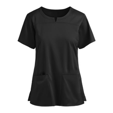 Cakiesky Womens Tops Scrubs Cool V Neck Christmas Scrub Tops Black L