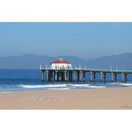 Gango Home Decor Ocean Pier by Alex Williams (Printed on Paper); One 36x24in Fine Art Paper Giclee Print