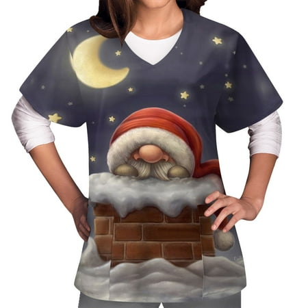 Womens Christmas Scrub Tops Santa Claus Printed Scrub Shirt Short Sleeve V Neck Working Uniform with Pockets
Womens Christmas Scrub Tops Santa Claus Printed Scrub Shirt Short Sleeve V Neck Working Uniform with Pockets
