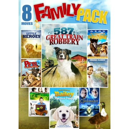8-Movie Family Pack: Adventures Of Bailey / Pets To The Rescue / Little Heroes / The Adventures Of Ragtime / Pinocchio / EZ Money / Clockmaker / The 587 Great Train Robbery