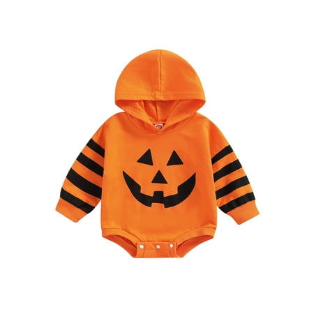 Calsunbaby Halloween Romper for Baby Boys Girls Color-Contrast Stripe Letter Ghost Printed Long Sleeve Hooded Bodysuit Orange 0-3 Months
Calsunbaby Halloween Romper for Baby Boys Girls Color-Contrast Stripe Letter Ghost Printed Long Sleeve Hooded Bodysuit Orange 0-3 Months