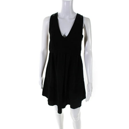 Pre-owned|Wilfred Womens Silk Blend V Neck Sleeveless A Line Dress Black Size 0