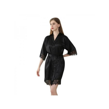 Luxsea Ladies Summer Thin Silk Bathrobe Knee-length Pure Color Lace 4/3 Sleeve Morning Gown
Luxsea Ladies Summer Thin Silk Bathrobe Knee-length Pure Color Lace 4/3 Sleeve Morning Gown