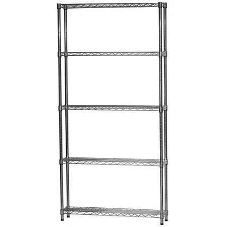 Chrome Wire Shelving with 5 Shelves - 8 d x 36 w x 72 h (SC083672-5)