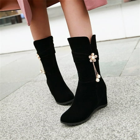 LYCAQL Womens Shoes Ladies Fashion Solid Suede Pearl Flower Decorative Side Zipper Wedge Heel Womens Wide Calf Knee High Boots Leather (Black 8.5)
LYCAQL Womens Shoes Ladies Fashion Solid Suede Pearl Flower Decorative Side Zipper Wedge Heel Womens Wide Calf Knee High Boots Leather (Black 8.5)