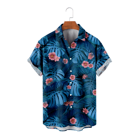 MLFU Mens Kids Hawaiian Shirts Short Sleeve Button Down Regular Fit Breast Pocket T-Shirts Vacation Clothes Sizes Kids-Adult Unisex