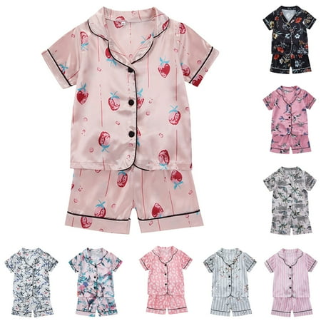 GYRATEDREAM Toddler Bbay Kid Girl Short Sleeve Sleepwear Button Down Satin 2 Piece Pajama Set 1-6 Years
GYRATEDREAM Toddler Bbay Kid Girl Short Sleeve Sleepwear Button Down Satin 2 Piece Pajama Set 1-6 Years