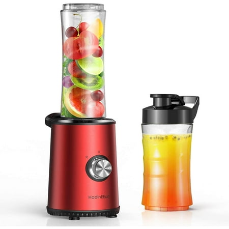 300-Watt Blender for Smoothies and Shakes with Free Portable Travel Bottles Red