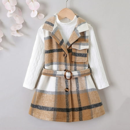 Leutsin Autumn Plaid Coat New Suit Girls Fashion Casual Children s Suit Two-piece