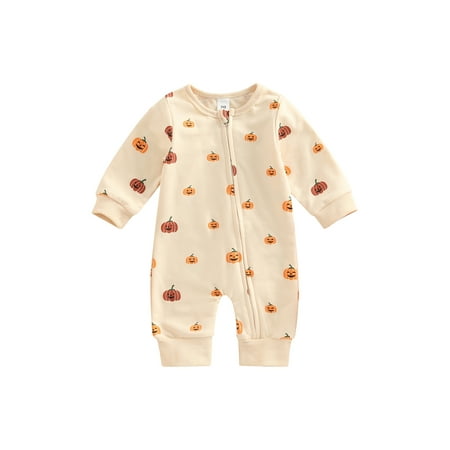Douhoow Halloween Baby Romper Long Sleeve Zipper Front Ribbed Pumpkin Jumpsuit
Douhoow Halloween Baby Romper Long Sleeve Zipper Front Ribbed Pumpkin Jumpsuit