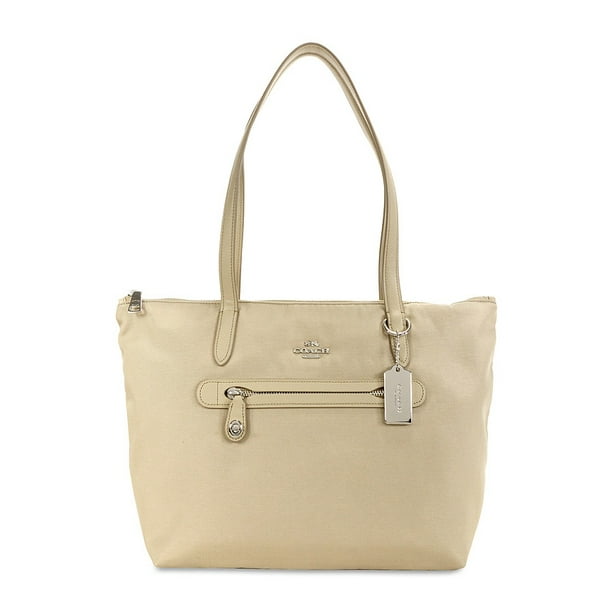 Coach Nylon Zip Tote - Silver/Putty