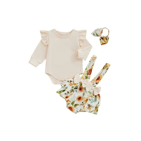 Baby Toddler Girls Fall Clothing Set 0 3 6 12 18 Months Long Sleeve Ruffled Romper Floral Print Overall Culottes Bow Headband Outfits
Baby Toddler Girls Fall Clothing Set 0 3 6 12 18 Months Long Sleeve Ruffled Romper Floral Print Overall Culottes Bow Headband Outfits