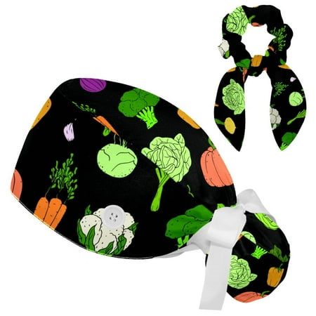 Working Cap with Buttons and Sweatband Scrub Hat Bouffant Caps with Scrunchie Colorful Vegetables Tie Back Hats
Working Cap with Buttons and Sweatband Scrub Hat Bouffant Caps with Scrunchie Colorful Vegetables Tie Back Hats