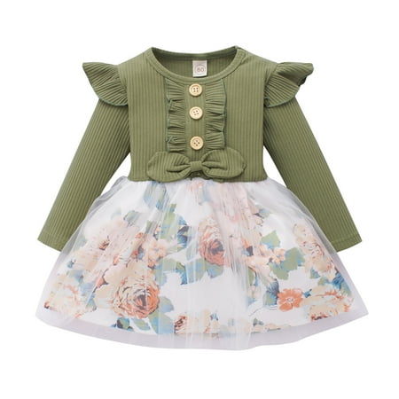 Little Girls Dresses Baby Toddler Kids Floral Print Bowknot Dress Patchwork Ribbed Round Neck Long Sleeves Fall Tulle Princess Dress
Little Girls Dresses Baby Toddler Kids Floral Print Bowknot Dress Patchwork Ribbed Round Neck Long Sleeves Fall Tulle Princess Dress