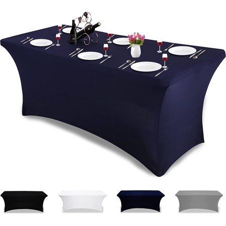 

Table Cover 1 Pack 4ft Rectangular Fitted Spandex Tablecloth for Indoor Patio Wedding Banquet Table Linens Party Stretchable Washed Table Covers