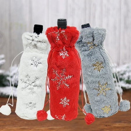 Beechoice Christmas Wine Bottle Cover Wine Bottle Holder with Snowflake Pattern and Soft Fur Wine Bottle Pouch Bags for Christmas Party Decorations
Beechoice Christmas Wine Bottle Cover Wine Bottle Holder with Snowflake Pattern and Soft Fur Wine Bottle Pouch Bags for Christmas Party Decorations