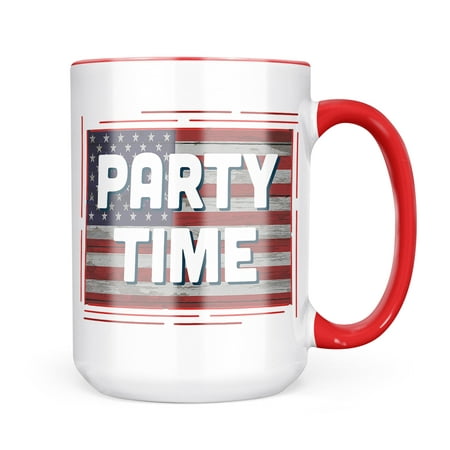 

Christmas Cookie Tin Party Time Fourth of July Vintage Wood Flag Mug gift for Coffee Tea lovers