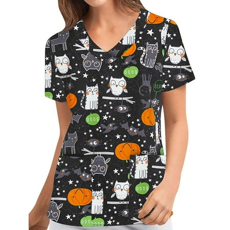 Grianlook Scrub Tops for Womens Workwear Nursing Shirts Cartoon Print Casual Loose V Neck Tshirts
Grianlook Scrub Tops for Womens Workwear Nursing Shirts Cartoon Print Casual Loose V Neck Tshirts