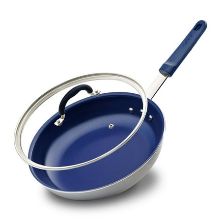 NutriChef 10 Ceramic Medium Skillet Nonstick Frying Pan With Lid