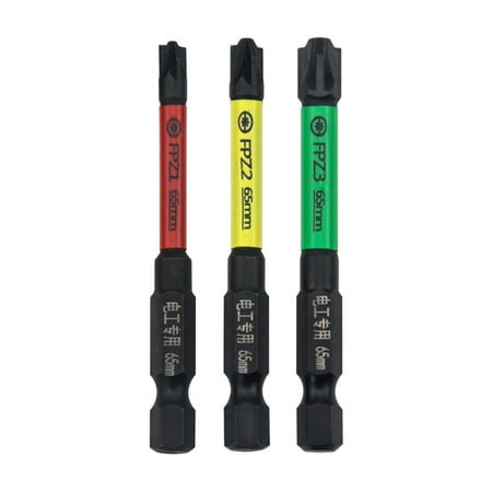 3pcs 65mm Magnetic Special Slotted Cross Screwdriver Bit for Electrician FPZ1-3