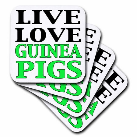 3dRose Live Love Guinea Pigs, Lime Green, Soft Coasters, set of 8