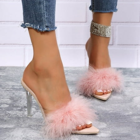 Women s High Heel Furry Slip on Sandals Open Toe Pumps Shoes Work Fashion Office Wedding Spring-38
Women s High Heel Furry Slip on Sandals Open Toe Pumps Shoes Work Fashion Office Wedding Spring-38