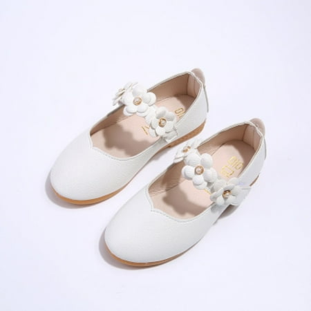 Yinguo Children Shoes Girl Fashion Flower Kid Shoes Solid All Match Casual Shoes WH/24 White 24