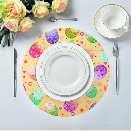 Hidove Easter Egg Pattern Round Placemats 1pc Non Slip Heat Resistant Washable Table Mats for Kitchen Dining Table Decoration 15.4
Hidove Easter Egg Pattern Round Placemats 1pc Non Slip Heat Resistant Washable Table Mats for Kitchen Dining Table Decoration 15.4