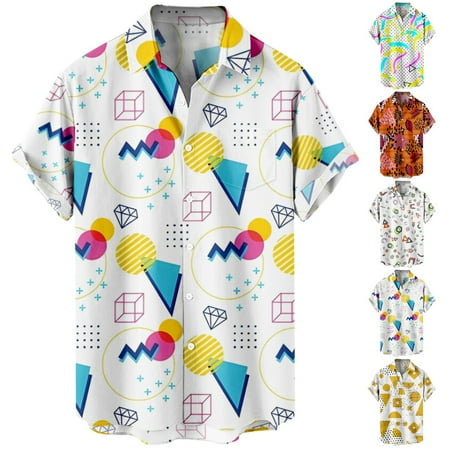 Adult Kids Button Down Short Sleeve Hawaiian Shirt Summer Oversized Clothes Size 100-170/XXS-8XL