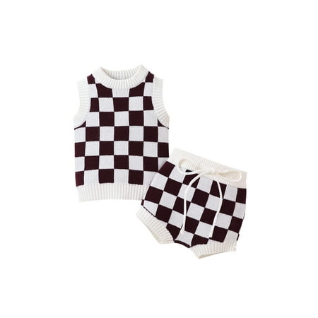 Baby Boys Girls Knitted Clothes Checkerboard Print Tank Top + Drawstring Casual Shorts 2 Piece Outfits Set
Baby Boys Girls Knitted Clothes Checkerboard Print Tank Top + Drawstring Casual Shorts 2 Piece Outfits Set