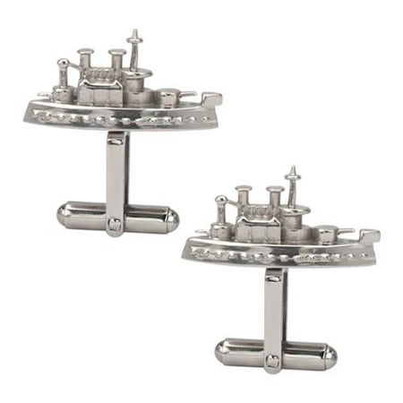 Officially Licensed Silver Monopoly Stainless Steel Battleship Piece Cufflinks