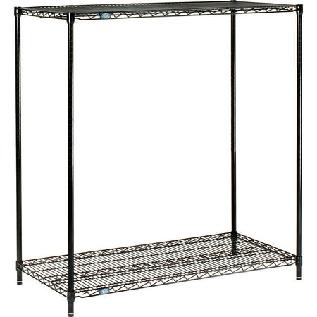 Nexel Black Epoxy 2 Tier Wire Shelving Starter Unit 24 W x 14 D x 34 H