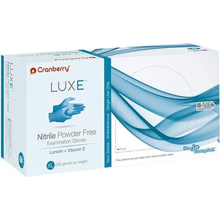 Cranberry CR3669 LUXE Nitrile Examination Gloves Vitamin E Extra Large 250/Bx