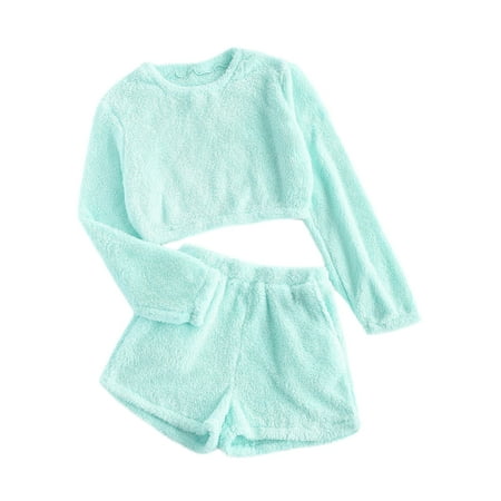 Capreze Fuzzy Fleece Pajamas Set for Women 2 Piece Lounge Outfit Crop Tops And High Waist Shorts Soft Home Clothes Solid Loungewear Green M
Capreze Fuzzy Fleece Pajamas Set for Women 2 Piece Lounge Outfit Crop Tops And High Waist Shorts Soft Home Clothes Solid Loungewear Green M
