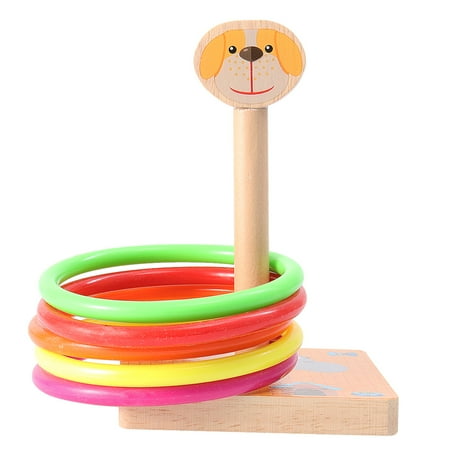 HOMEMAXS Kid Throwing Rings Toy Funny Animal Wooden Game Throwing Rings Toy for Girl Boy (Dog Style)