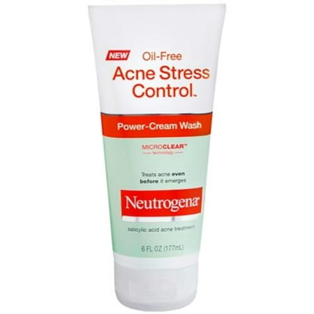 Neutrogena Acne Stress Control Oil-Free Power-Cream Wash 6 oz (Pack of 4)