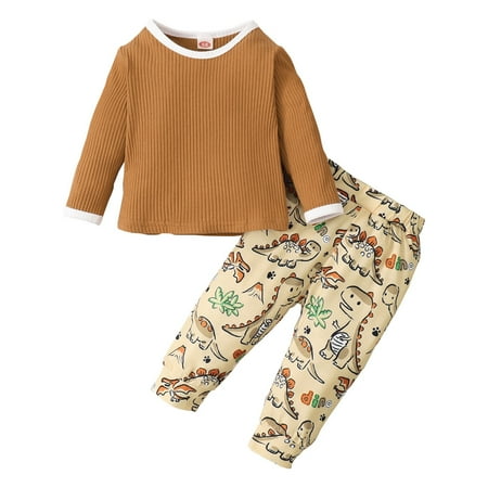 Toddler Baby Boys Clothes Baby Boys 2PCS Outfits Long Sleeve Round Neckline Top Dinosaur Print Pants Set Brown 12-18 Months
Toddler Baby Boys Clothes Baby Boys 2PCS Outfits Long Sleeve Round Neckline Top Dinosaur Print Pants Set Brown 12-18 Months
