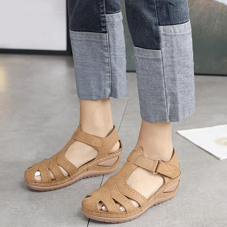 HAOTAGS Comfy Wedge Sandals for Women Breathable with Arch Support Breathable Open Toe Walking Shoes Gold Size 7
HAOTAGS Comfy Wedge Sandals for Women Breathable with Arch Support Breathable Open Toe Walking Shoes Gold Size 7