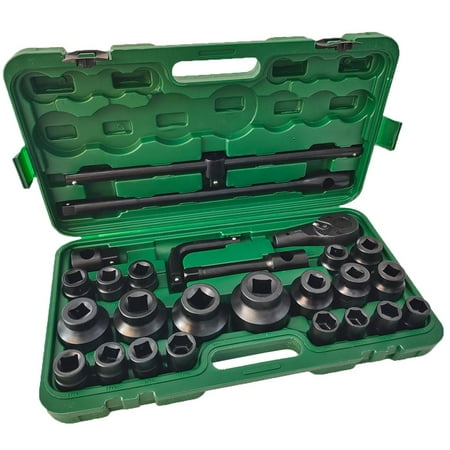 Dawot 3/4 Drive Impact Socket Set 26 Piece Cr-V Chrome Vanadium Steel Standard Metric Sizes(21-50mmm) 6-Point Sockets with a Storage Cage
Dawot 3/4 Drive Impact Socket Set 26 Piece Cr-V Chrome Vanadium Steel Standard Metric Sizes(21-50mmm) 6-Point Sockets with a Storage Cage