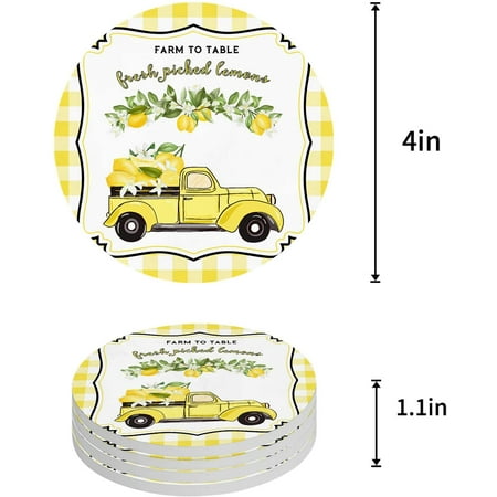 ZHANZZK Summer Truck and Fresh Lemon Yellow Plaid Set of 6 Round Coaster for Drinks Absorbent Ceramic Stone Coasters Cup Mat with Cork Base for Home Kitchen Room Coffee Table Bar Decor
ZHANZZK Summer Truck and Fresh Lemon Yellow Plaid Set of 6 Round Coaster for Drinks Absorbent Ceramic Stone Coasters Cup Mat with Cork Base for Home Kitchen Room Coffee Table Bar Decor