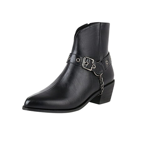 Boots for Women Clearance Deals! Verugu Western Cowboy Low Heel Comfort Bootie Ankle Boots for Women Women s Thick Heel Winter Belt Buckle Metal Chain Side Zipper Ankle Boots Black 38
Boots for Women Clearance Deals! Verugu Western Cowboy Low Heel Comfort Bootie Ankle Boots for Women Women s Thick Heel Winter Belt Buckle Metal Chain Side Zipper Ankle Boots Black 38