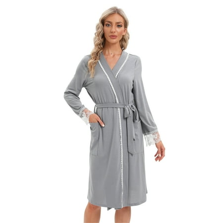 Night Shirts Womens Nightgowns V-Neck Long Sleeve Lace Sleep Bathrobe Soft Sleepwear with Belt S-2XL
Night Shirts Womens Nightgowns V-Neck Long Sleeve Lace Sleep Bathrobe Soft Sleepwear with Belt S-2XL